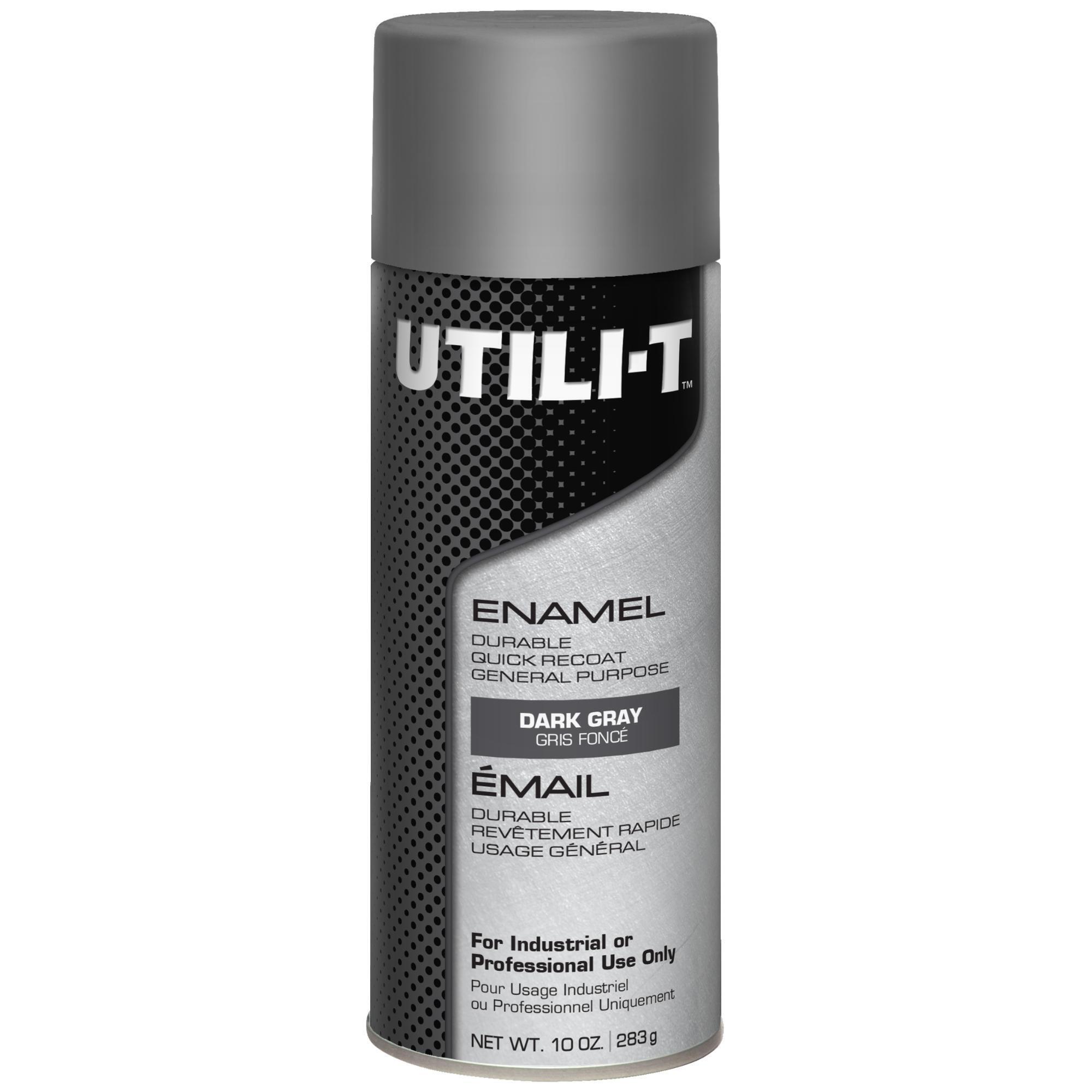 UTILI-T General Purpose Enamel Spray Paint, Dark Gray, Gloss, 10 Oz. Cans, 6PK, Model# 387400DS